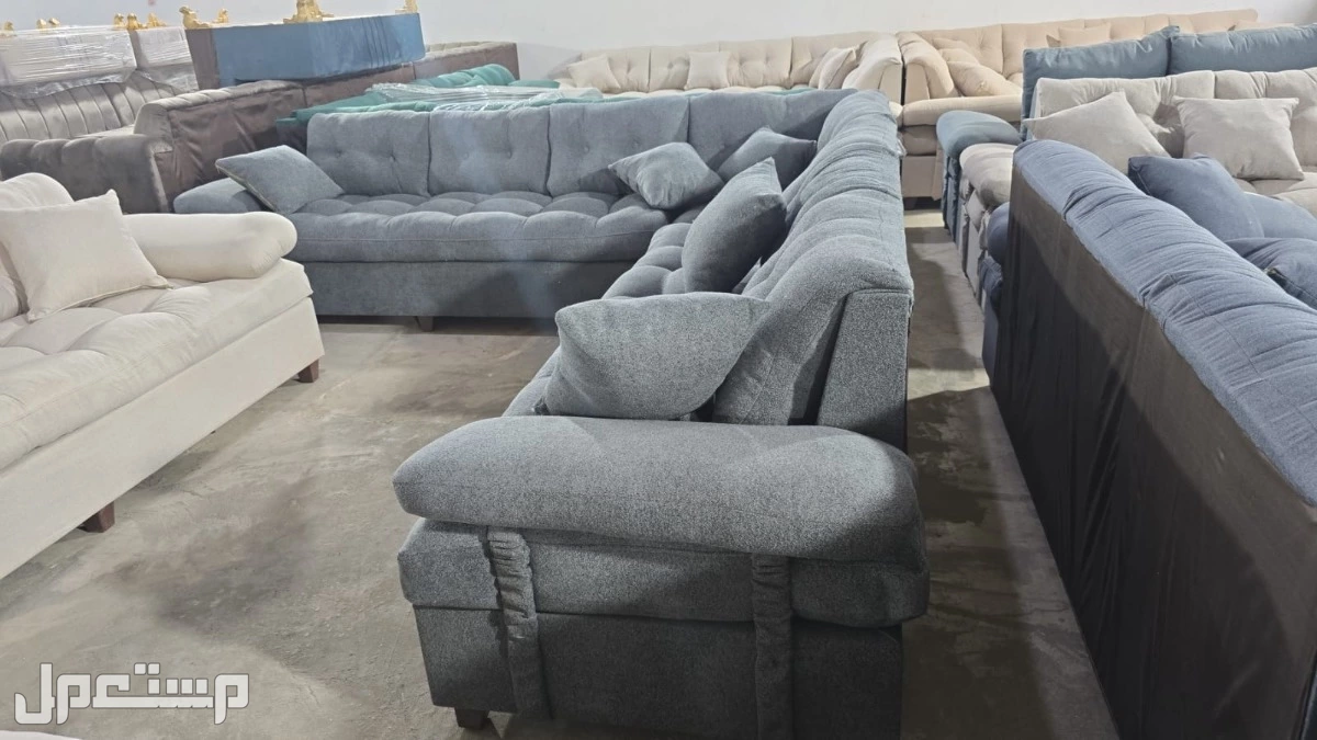 كنب جديد جاهز جميع الألوان اطقم حرف ال واطقم سبع أشخاص مع التوصيل بالرياض