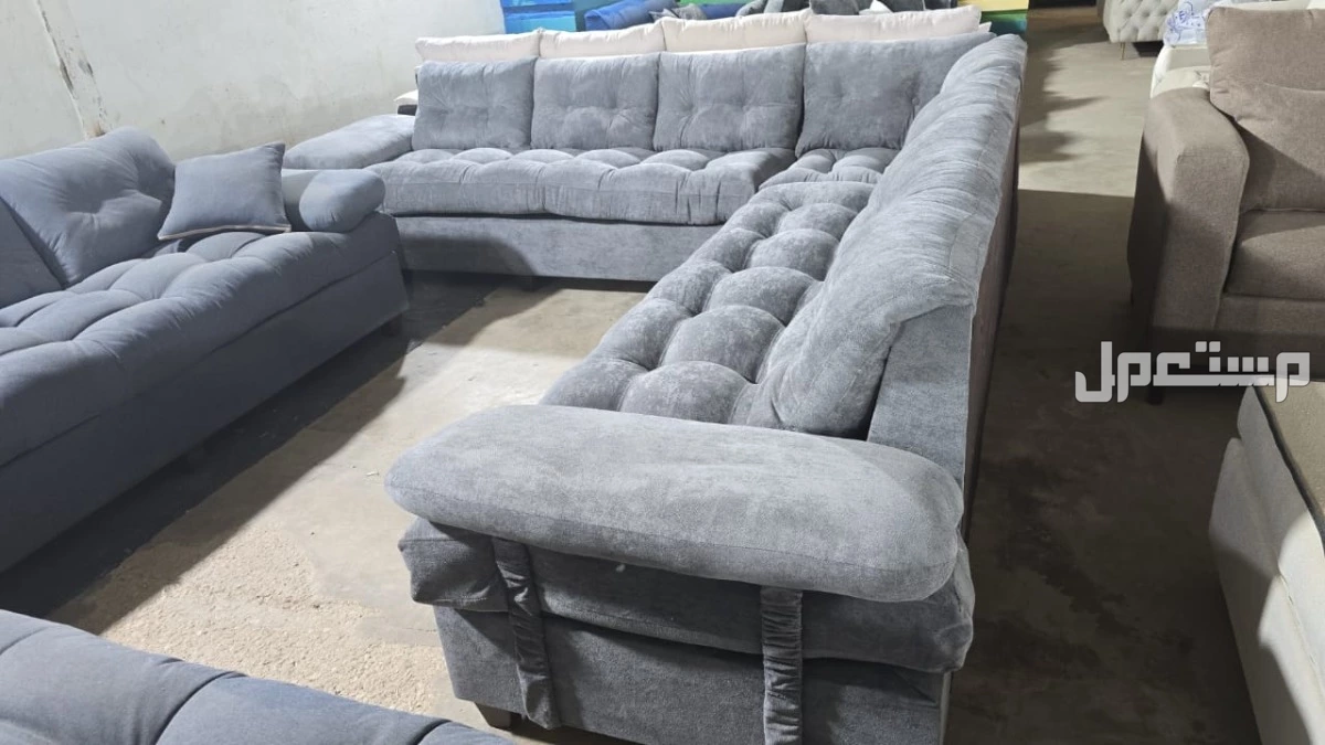 كنب جديد جاهز جميع الألوان اطقم حرف ال واطقم سبع أشخاص مع التوصيل بالرياض