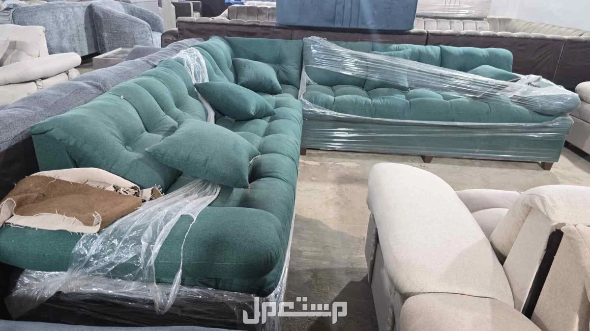 كنب جديد جاهز جميع الألوان اطقم حرف ال واطقم سبع أشخاص مع التوصيل بالرياض