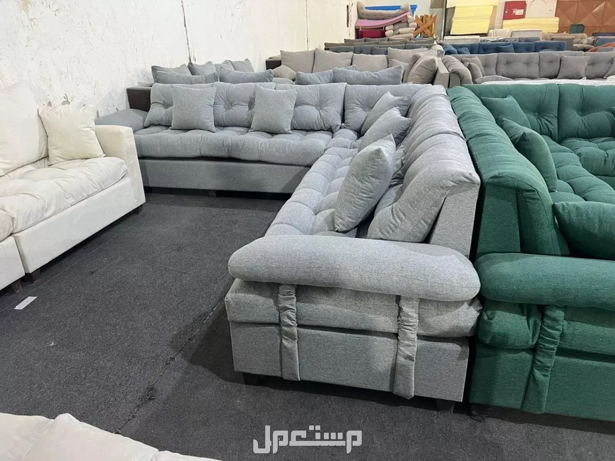 كنب جديد جاهز جميع الألوان اطقم حرف ال واطقم سبع أشخاص مع التوصيل بالرياض