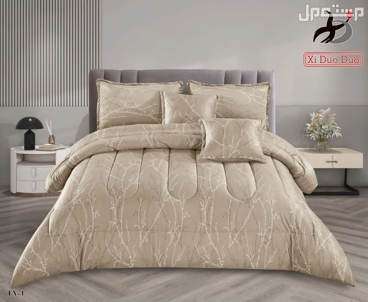 مفارش شتوي نفرين وجهين مخمل وفرو  6 قطع