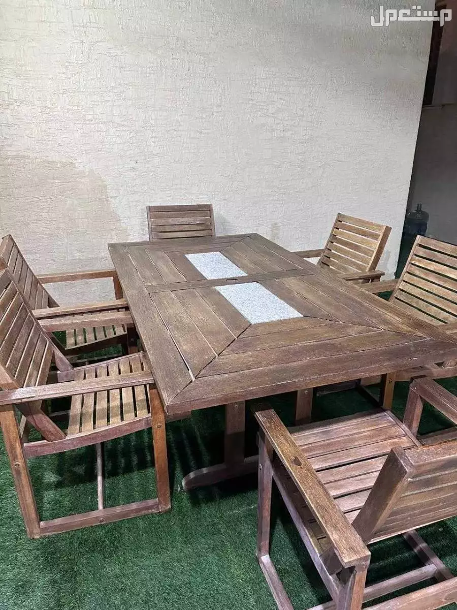 طاولة حديقة مع الكراسي سته أشخاص اللون بني ب550