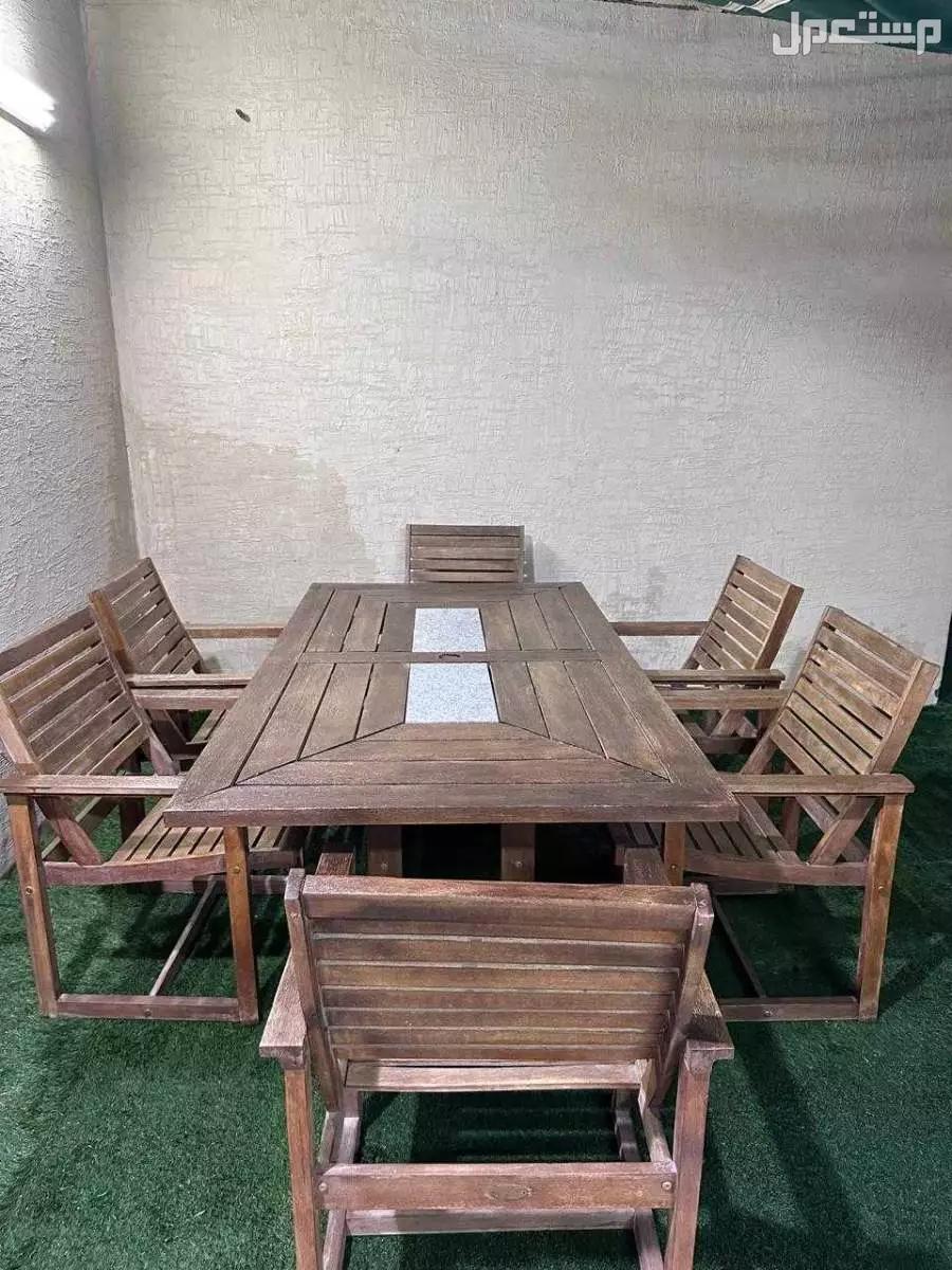 طاولة حديقة مع الكراسي سته أشخاص اللون بني ب550