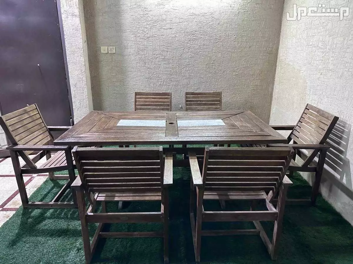 طاولة حديقة مع الكراسي سته أشخاص اللون بني ب550