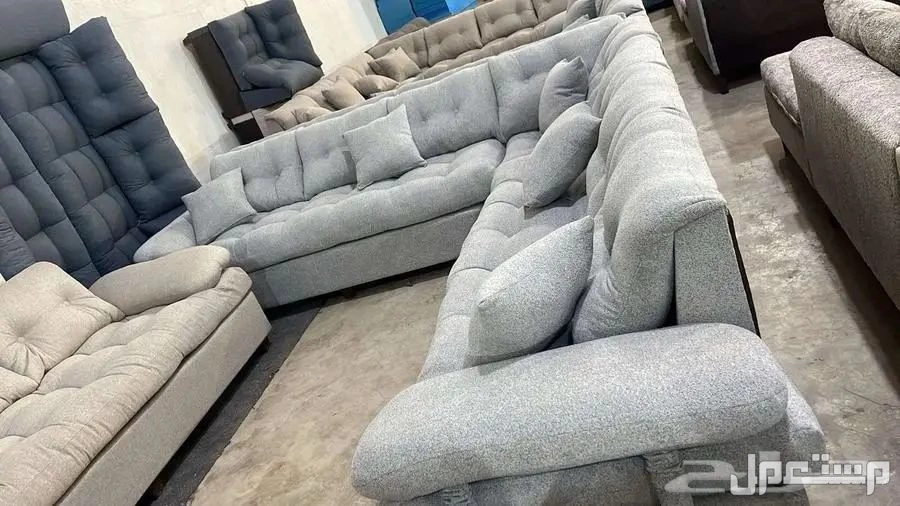 كنب جديد جاهز جميع الالوان بالرياض اطقم حرف ال و7اشخاص مع التوصيل بالرياض 0503414722