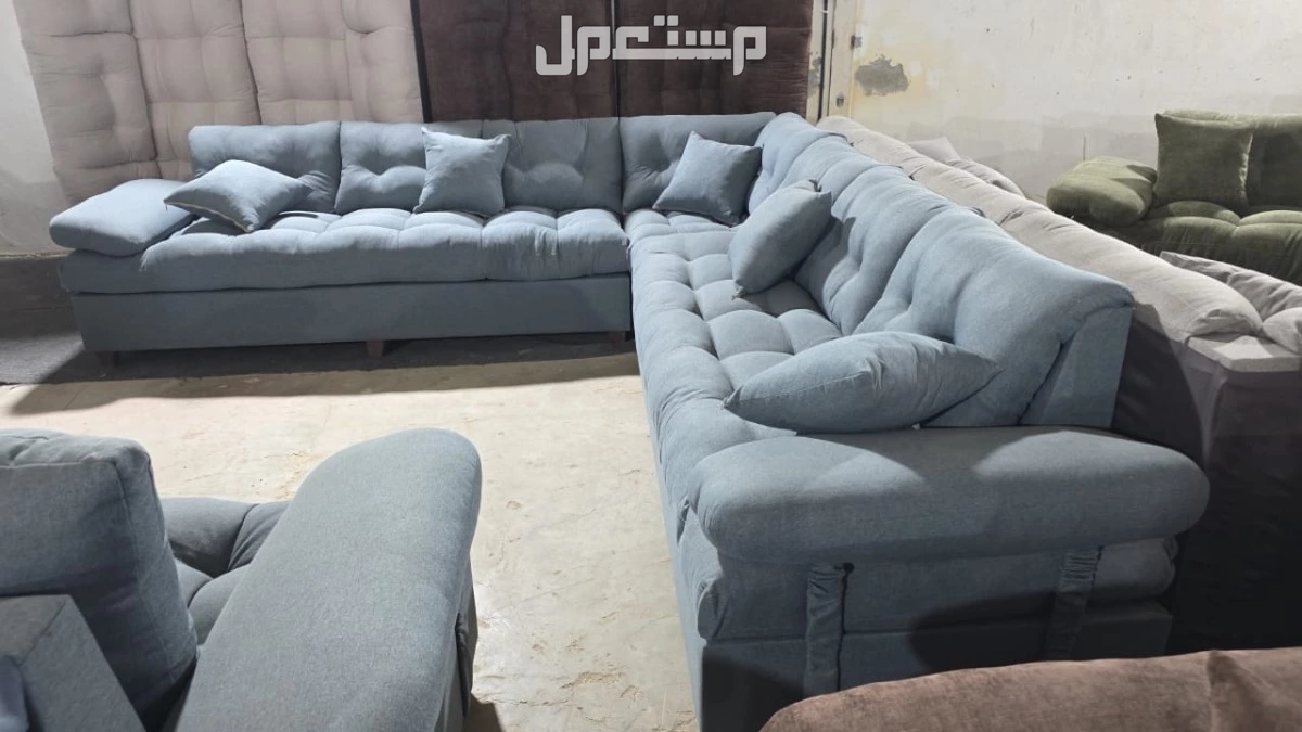 كنب جديد جاهز جميع الالوان بالرياض اطقم حرف ال و7اشخاص مع التوصيل بالرياض 0503414722