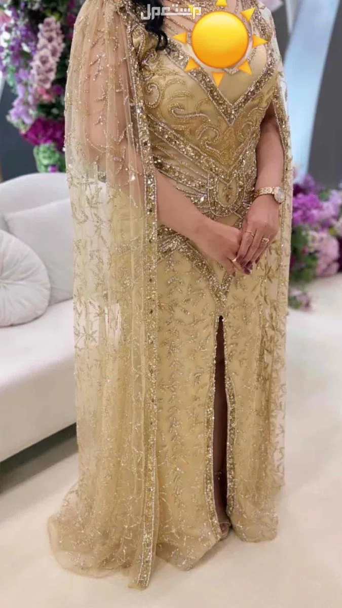 فستان سهرة ذهبي فاخر ✨ في جدةو 🤍 فستان أبيض أنيق وراقي 🤍
