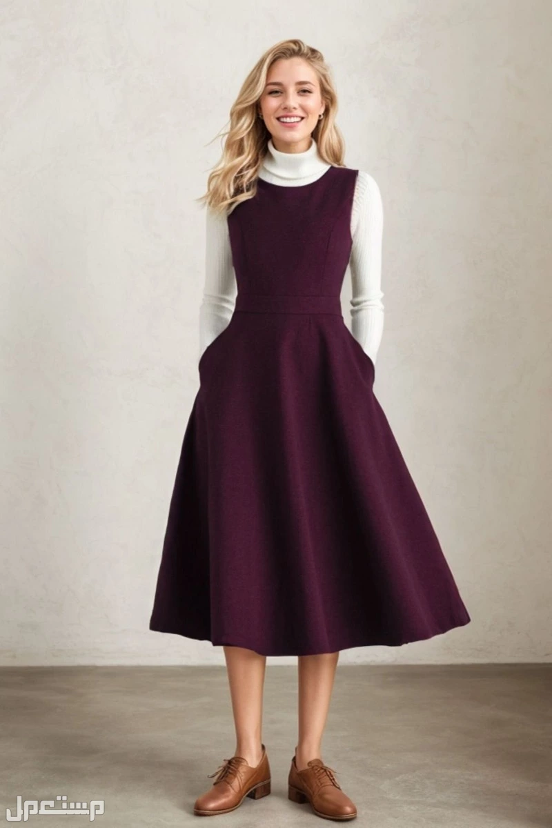 أجمل فساتين الشتاء 2026 التي يجب اقتناؤها.. اكتشفي موضة الموسم بالصور فساتين شتوية نهارية