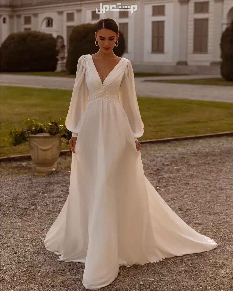 أفضل أنواع أقمشة فساتين الزفاف واسمائها بالصور 2026 قماش شيفون للفساتين