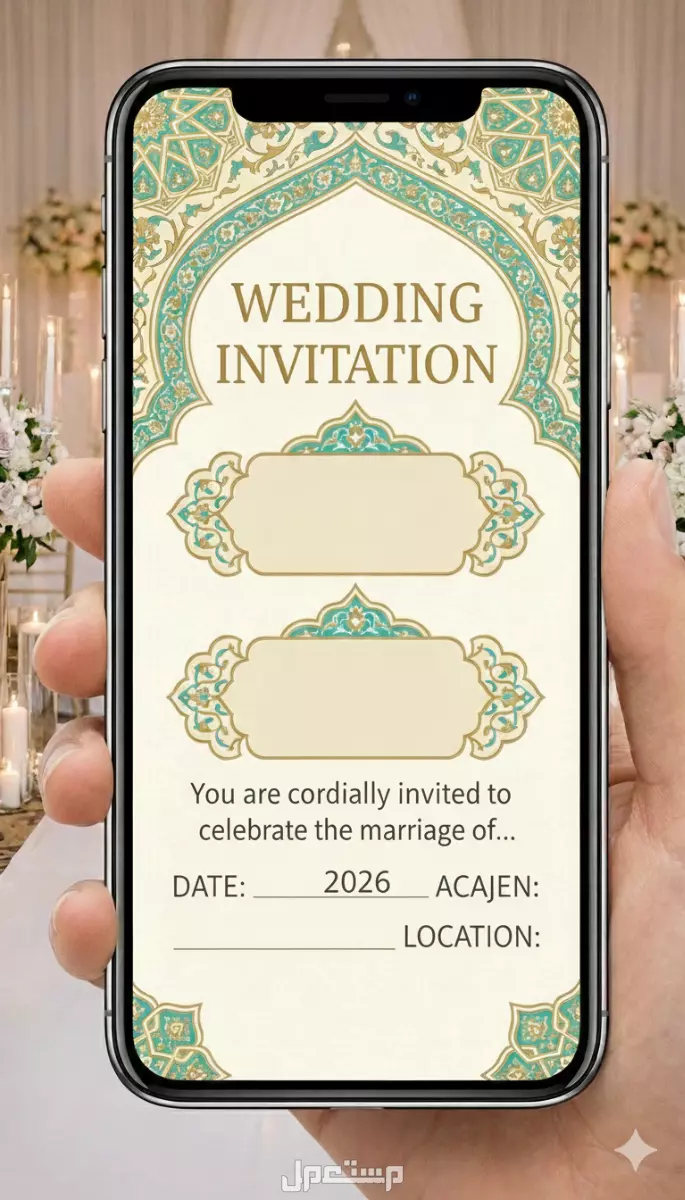 عبارات دعوة زواج بالجوال.. أجمل بطاقات زفاف جاهزة للتعديل والتحميل دعوة زواج بالجوال